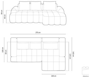 Кадифен сгъваем/с място за съхранение ъглов диван в петролен цвят (десен ъгъл) Linz – Cosmopolitan Design