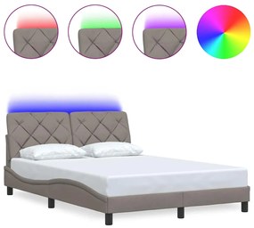 3310668 vidaXL Рамка за легло със светодиод без матрак Taupe 140x190 cm Fabric