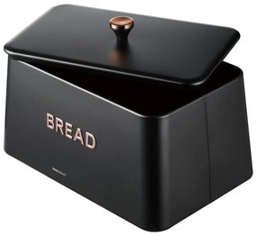Кутия за хляб Kinghoff KH 1949, 35 см, Метално тяло, Бамбуков капак, Черен