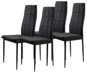 Комплект от 4 стола в черно с модерен дизайн