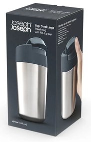 Чаша за пътуване в тъмносиньо-сребристо 450 ml Sipp - Joseph Joseph