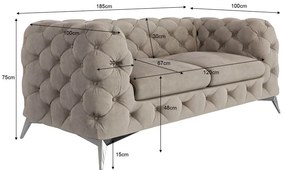 Сиво-бежов кадифен диван 185 cm Chelsea – Ropez