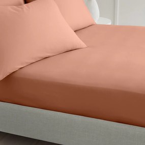 Теракотен еластичен чаршаф от памук перкал 150x200 cm Cotton Percale – Bianca