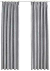 134469 vidaXL Затъмняващи завеси с куки, 2 бр, сиви, 140x245 см