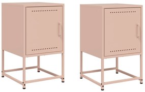 846449 vidaXL Нощни шкафчета 2 бр розов 36x39x60,5 см стомана