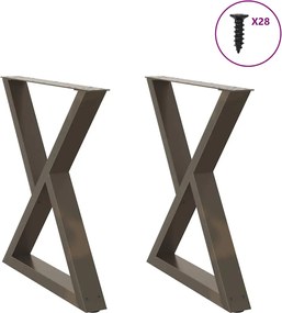 4012727 vidaXL Крака за трапезарна маса, 2 бр., естествена стомана, 70 x (72-73,3) см, стомана