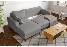 Светлосив ъглов диван от рипсено кадифе (ляв ъгъл) Beata – Ropez