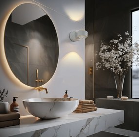 Дизайнерска стенна лампа бяла с LED IP44 - Lens