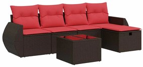 3325580 vidaXL Градински комплект с възглавници, 6 части, кафяв, полиратан