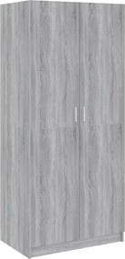 815352 vidaXL Гардероб, сив сонома, 80x52x180 см, инженерно дърво