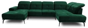 Зелен кадифен ъглов диван (десен ъгъл/U форма) Bretan – ELTAP