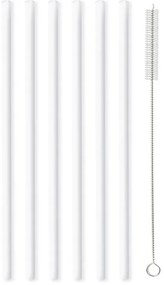 Комплект от 6 бели стъклени сламки за пиене с дължина 20 cm - Vialli Design