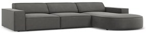 Ъглов диван от сиво кадифе (десен ъгъл) Jodie - Micadoni Home