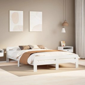 855470 vidaXL Рамка за легло без матрак, бял, 150x200 см, бор масив