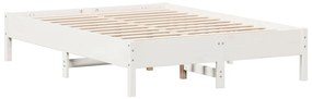 842719 vidaXL Рамка за легло без матрак, бял, 135x190 см, бор масив
