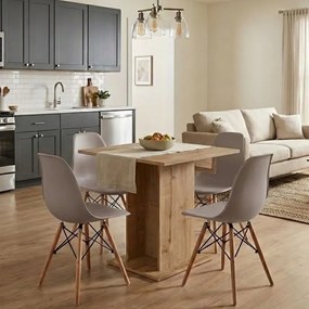Комплект за трапезария 5 части Allos - Nova в цвят сапфирен дъб - капучино 75x75x77см.