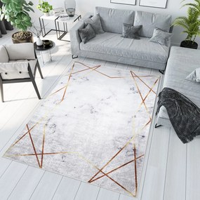 Модерен сив килим с прост златен модел Ширина: 160 см | Дължина: 230 см