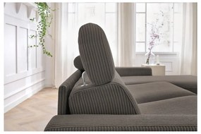 Сивo-кафяв разтегателен ъглов диван от рипсено кадифе (променлив) Monaco – Bobochic Paris