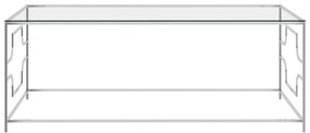 289029 vidaXL Маса за кафе сребриста 120x60x45 cм неръждаема стомана и стъкло