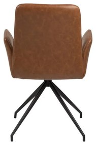 Тапициран трапезен стол с подлакътници в цвят кафяв коняк Naya – Actona