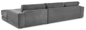 Ъглов разтегателен диван от сив велур , ляв ъгъл Donatella - Milo Casa