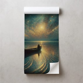 Самозалепващ тапет – Нощно езеро под звездно небе