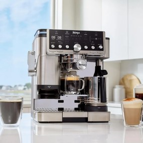 Втора ръка: Кафеавтомат 3в1 Ninja Luxe Café Pro ES701EU, 1650W, 15 bar, 250 г, 2 л, Barista Assist, 5 настройки пяна, 9 вида еспресо, Инокс