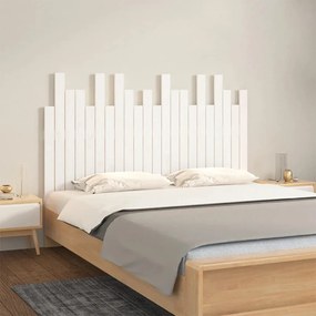 824819 vidaXL Стенна табла за спалня, бяла, 140x3x80 см, борово дърво масив