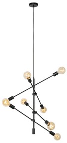 Индустриално висящо осветително тяло черно 8-светлина - Сидни