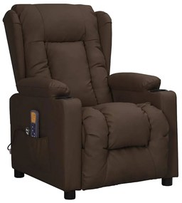 3093451 vidaXL Изправящ масажен стол, кафяв, изкуствена кожа