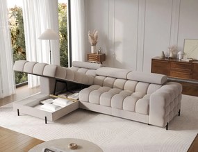 Ъглов диван Freyia-Бежов-Ляв