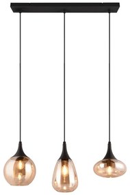 Черно-оранжева висяща лампа със стъклен абажур Lumina - Trio