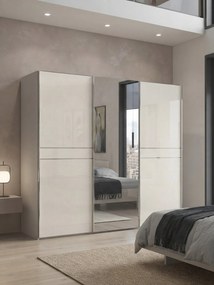 Гардероб с плъзгаща се врата Трикрилен Realm 280 с огледало-бежов