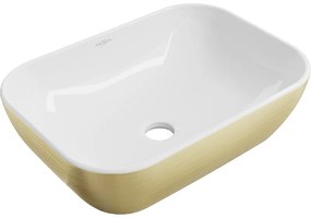 Mexen Rita плотна мивка 45 x 32 см, бяла/златна линии - 21084553