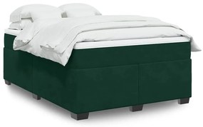 3285290 vidaXL Боксспринг легло с матрак, тъмнозелено, 140x200 см, кадифе