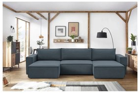 Тъмносин ъглов U-образен диван Nihad - Bobochic Paris