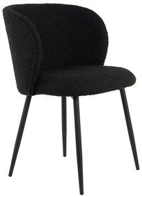 Черен тапициран трапезен стол Elyna – Light &amp; Living