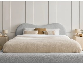 Светлосиво двойно легло 180x200 cm тапицирано с място за съхранение с включена подматрачна рамка Orlane – Bobochic Paris