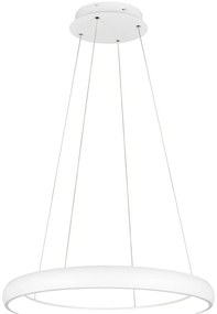 Бяло LED затъмняващо се висящо осветително тяло с метален абажур ø 75 cm Cardona – Trio