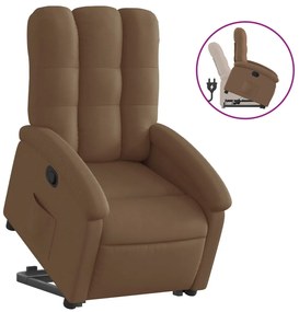 3204096 vidaXL Изправящ реклайнер стол, кафяв, текстил