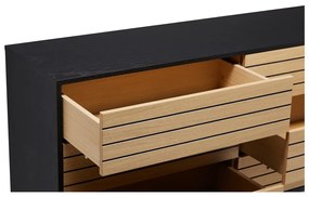 Нисък скрин от дъб в чернен/естествен цвят 140x84 cm Stripe - Woodman