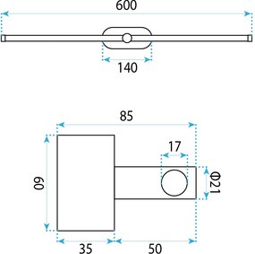 LED аплик за баня APP1890-1W 60 cm GOLD