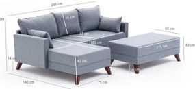 Светлосин ъглов разтегателен диван (ляв ъгъл) Bella – Balcab Home