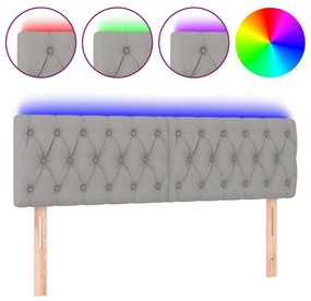 3121954 vidaXL LED горна табла за легло, светлосива, 160x7x78/88 см, плат