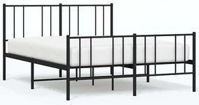 352498 vidaXL Метална рамка за легло с горна и долна табла, черна, 140x190 см