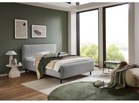 Светлосиво двойно легло 160x200 cm тапицирано с място за съхранение с включена подматрачна рамка Primo – Meise Möbel