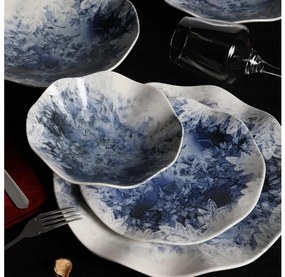 Комплект за хранене от 24 части, син порцелан