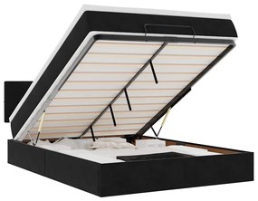 3312622 vidaXL Османска легло с матрак и LED, черно, 140x190 см, кадифе