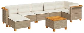 3261931 vidaXL Градински диван с възглавници, 8 части, бежов полиратан