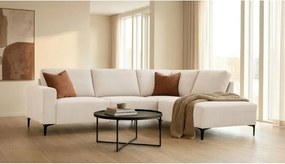 Бежов шенилов ъглов диван (десен ъгъл/L форма) Fabian – Scandic